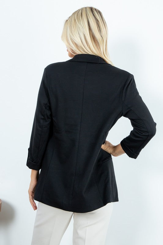 Ponte Blazer With Roll Up Sleeves