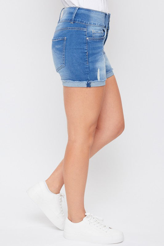 Missy Basic 3 Button Fray Cuff Denim Shorts - Final Sale