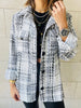 loose plaid button long-sleeve jacket with pocket 