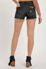 Black Mid Rise Patched Denim Shorts - Risen