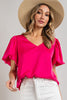 V-Neck Puff Sleeve Blouse Top - Final Sale