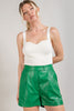 Kelly Green Faux Leather Pocket Shorts