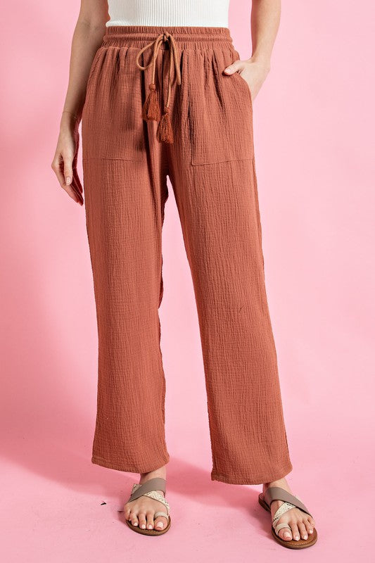 CLAY DRAWSTRING POCKET PANTS