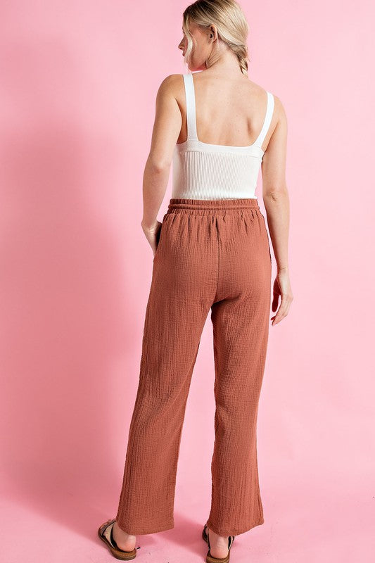 CLAY DRAWSTRING POCKET PANTS