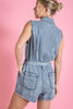 MINERAL WASHED TIE WAIST ROMPER