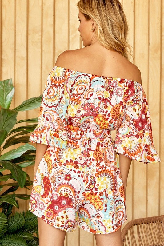 WOVEN PRINT ROMPER