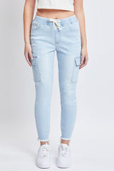 Junior Mid-Rise Pull-On Cargo Ankle Jeans  | YMI Final Sale