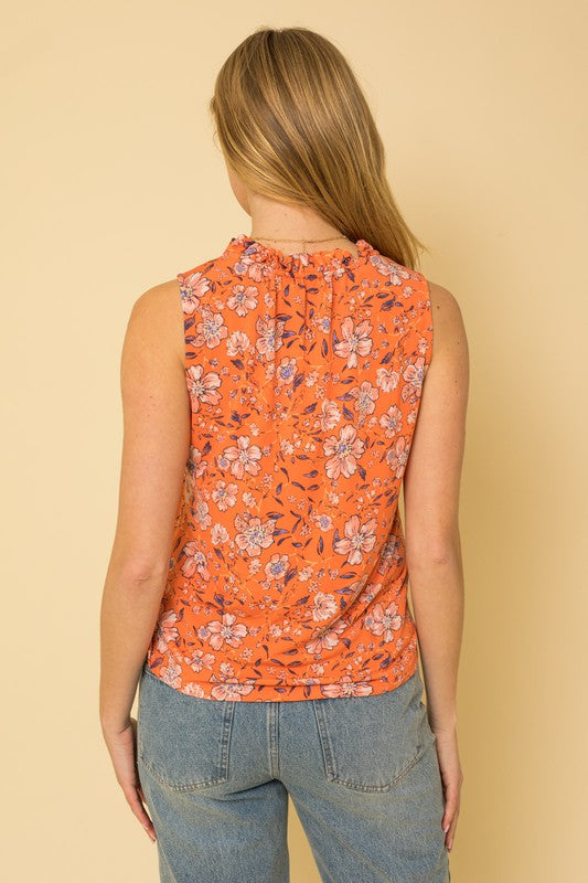 gili Orange Floral Tank Top