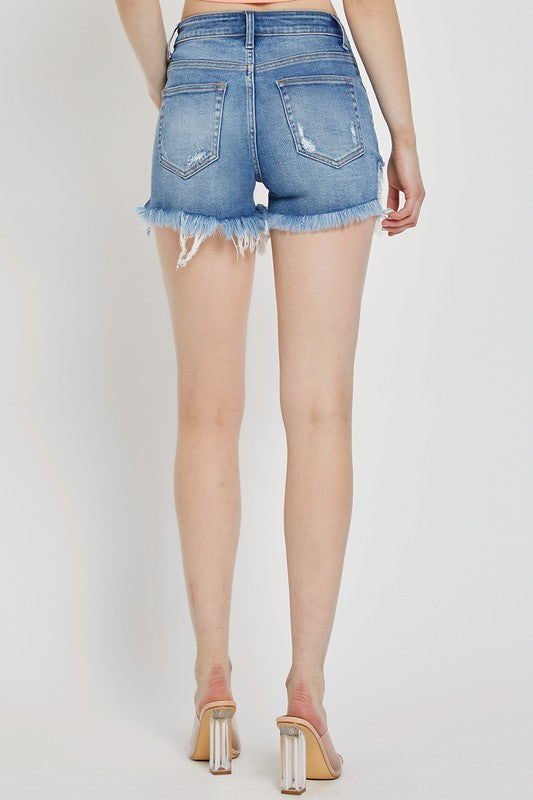 High Rise Distressed Shorts - Risen - Final Sale