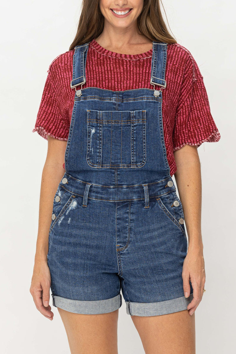 Judy Blue Destroy & Double Cuff Shorts Overalls