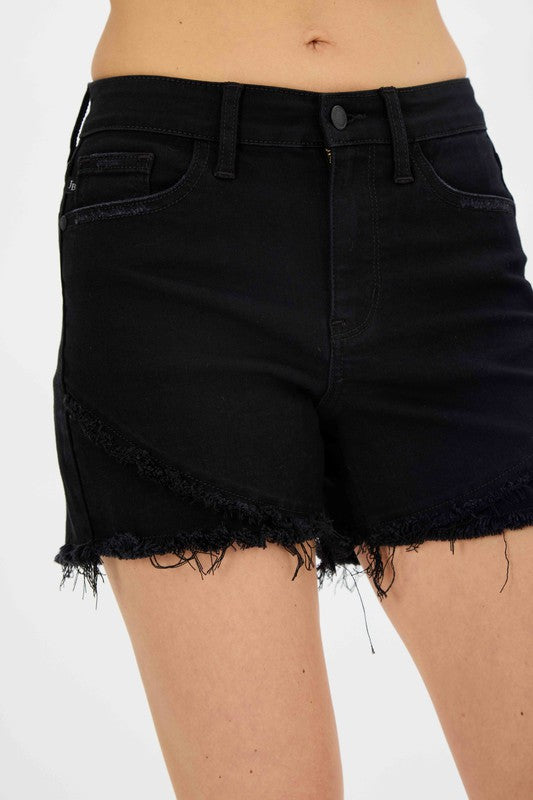 Judy Blue Black Fray Tulip Hem Shorts