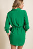 Tie Waist Wrap Mini Dress - Green