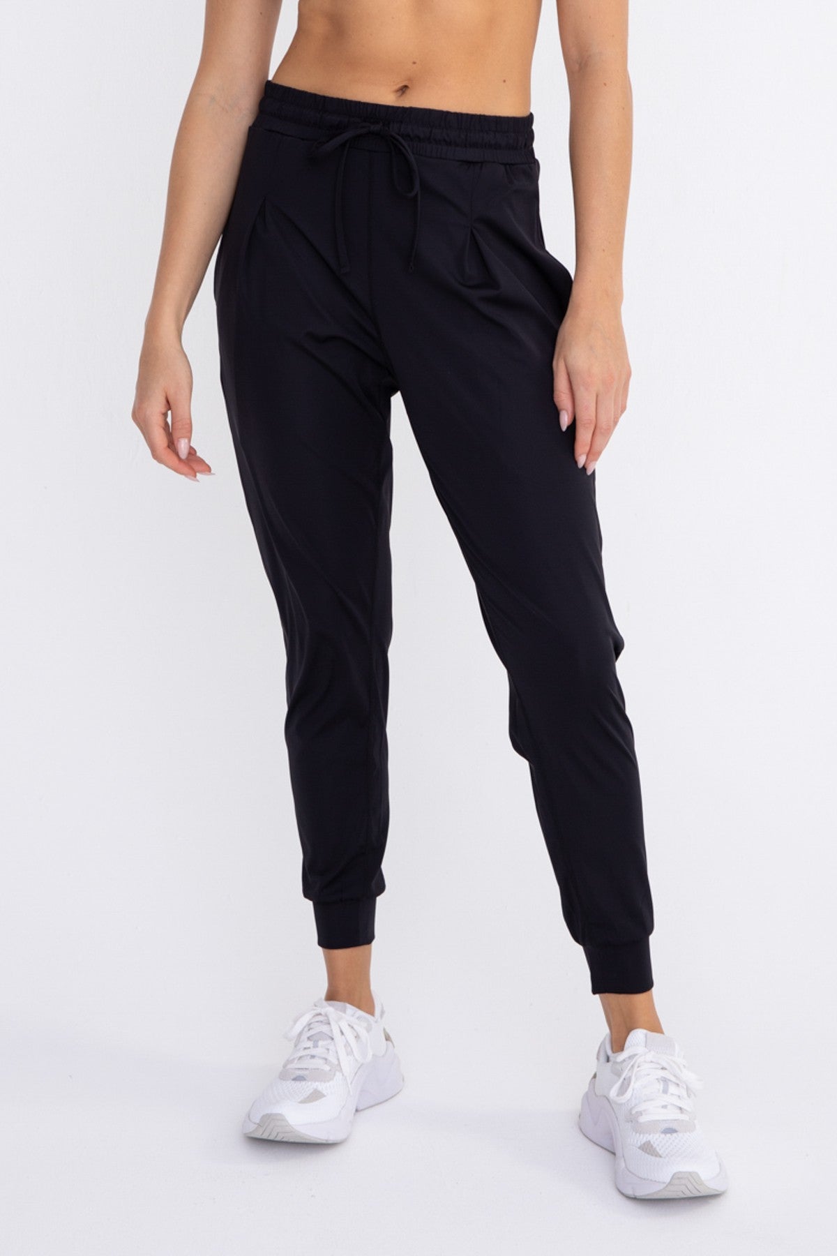 Solid Pleated Front Joggers | Mono B