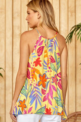 EMILY WONDER Tropical Floral Halter Top