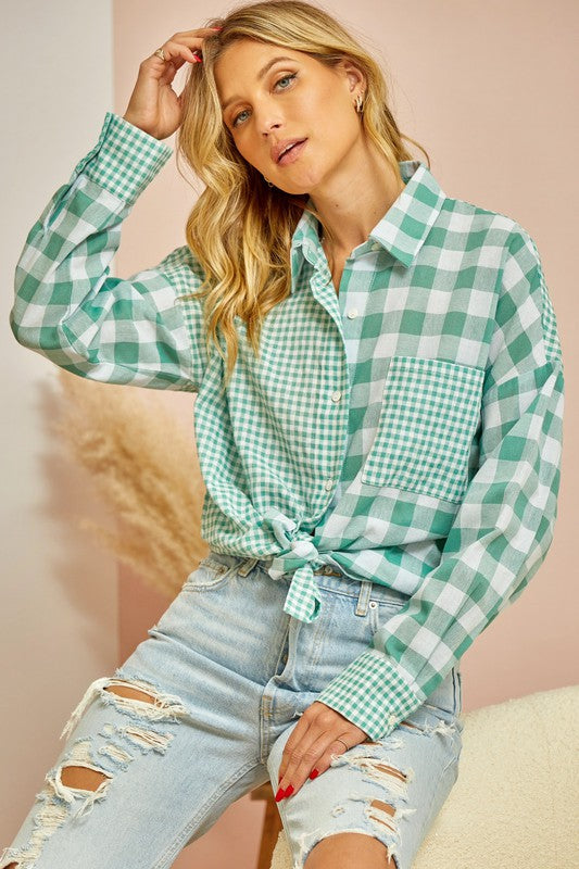 Spring Fever Gingham Button Down Top - Final Sale*
