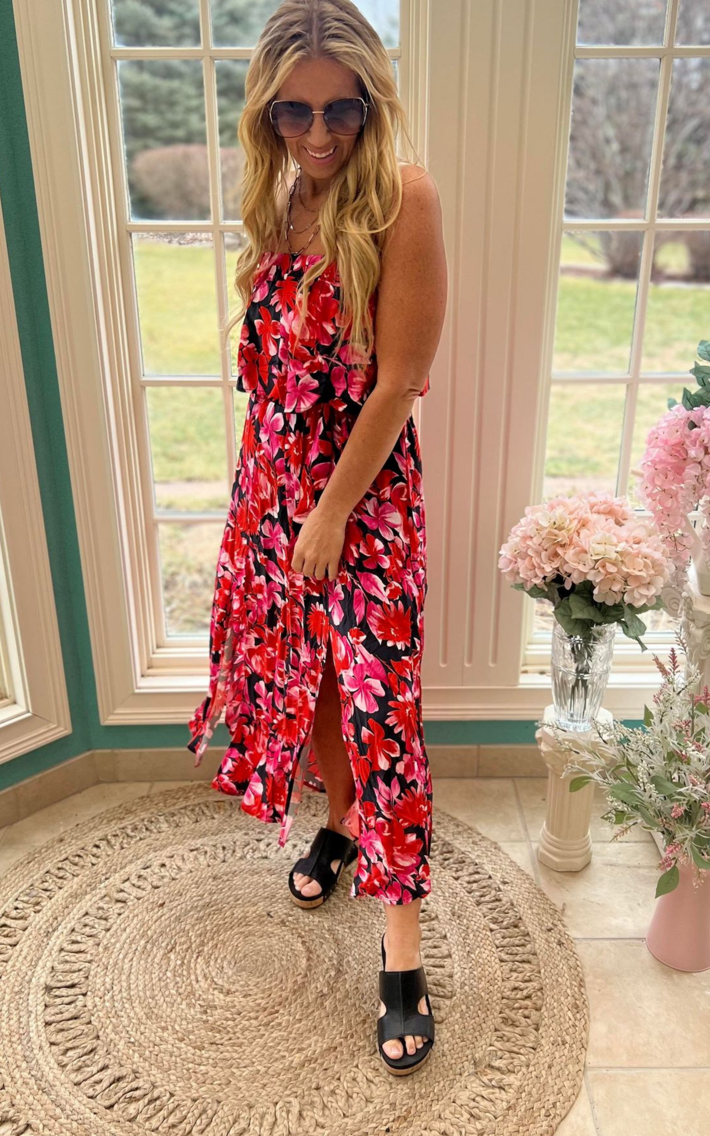 FLORAL PRINT MAXI DRESS