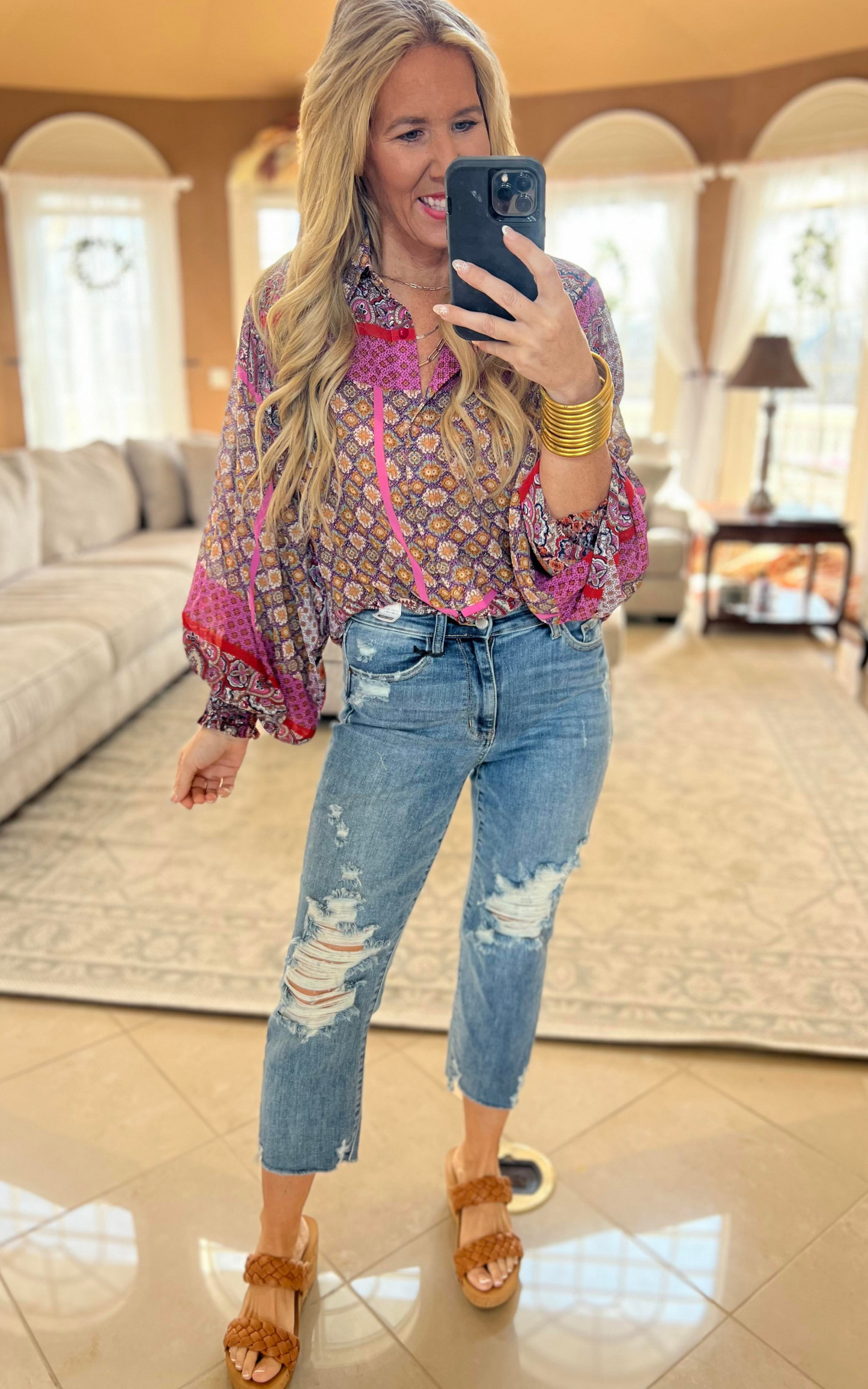 Bohemian Puff Sleeve Top