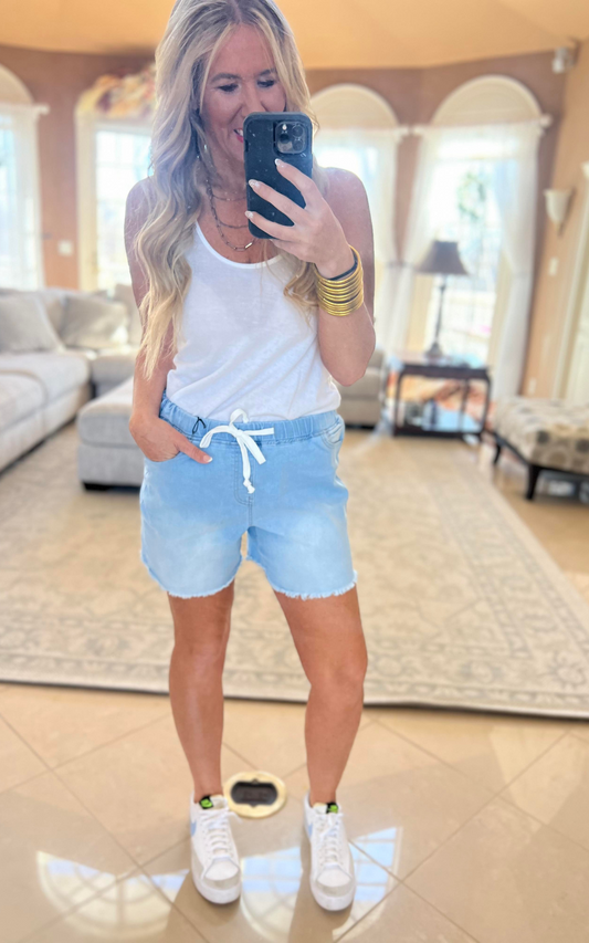 YMI Frayed Hem Jogger Shorts