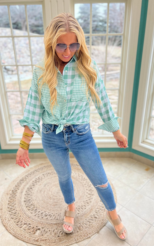 Spring Fever Gingham Button Down Top - Final Sale*