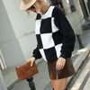 Colorblock Round Neck Plaid Sweatshirt