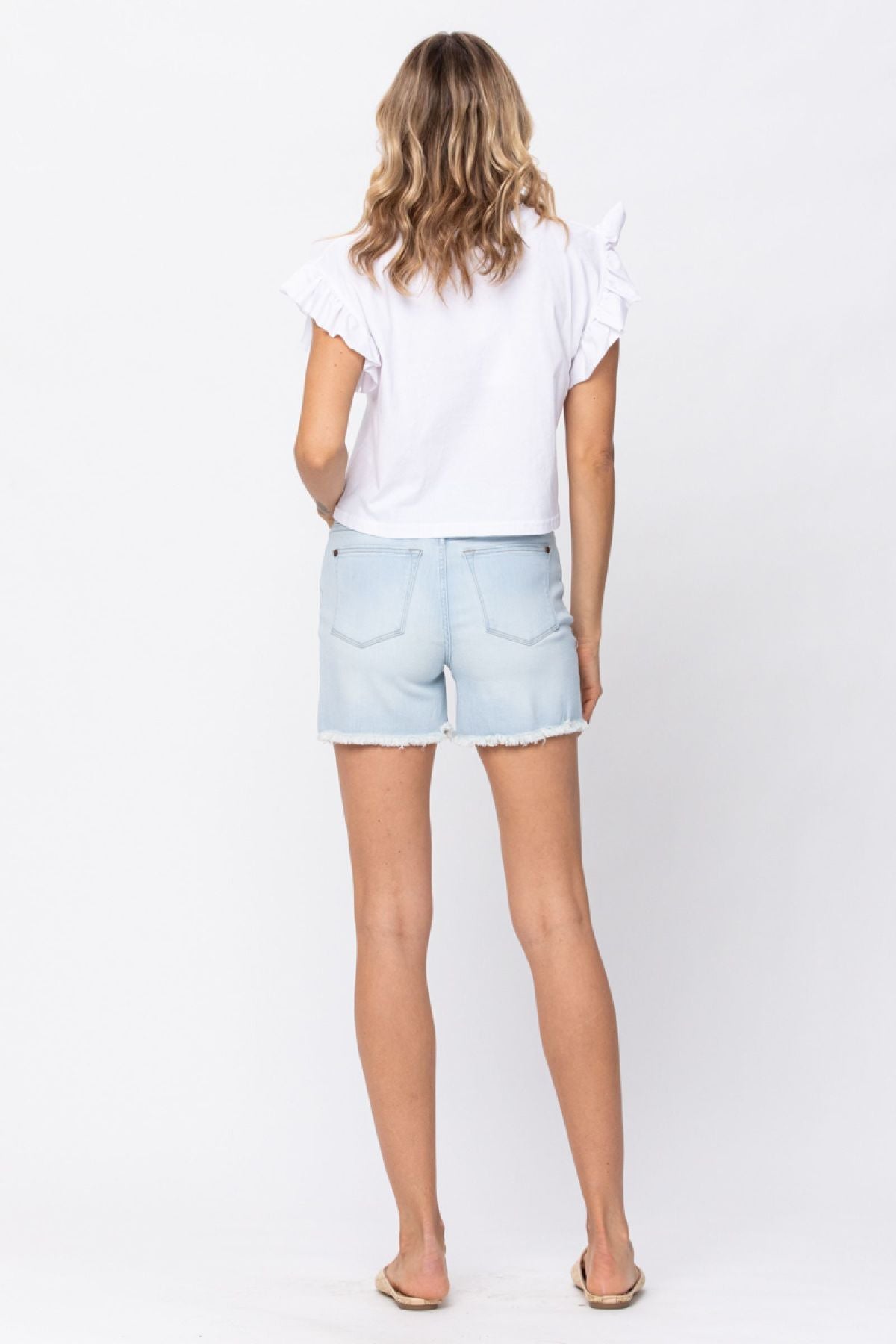 Judy Blue High Waist Bleach Light Cut Off Denim Shorts