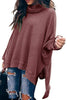 Turtleneck Waffle Knit Poncho Blouse