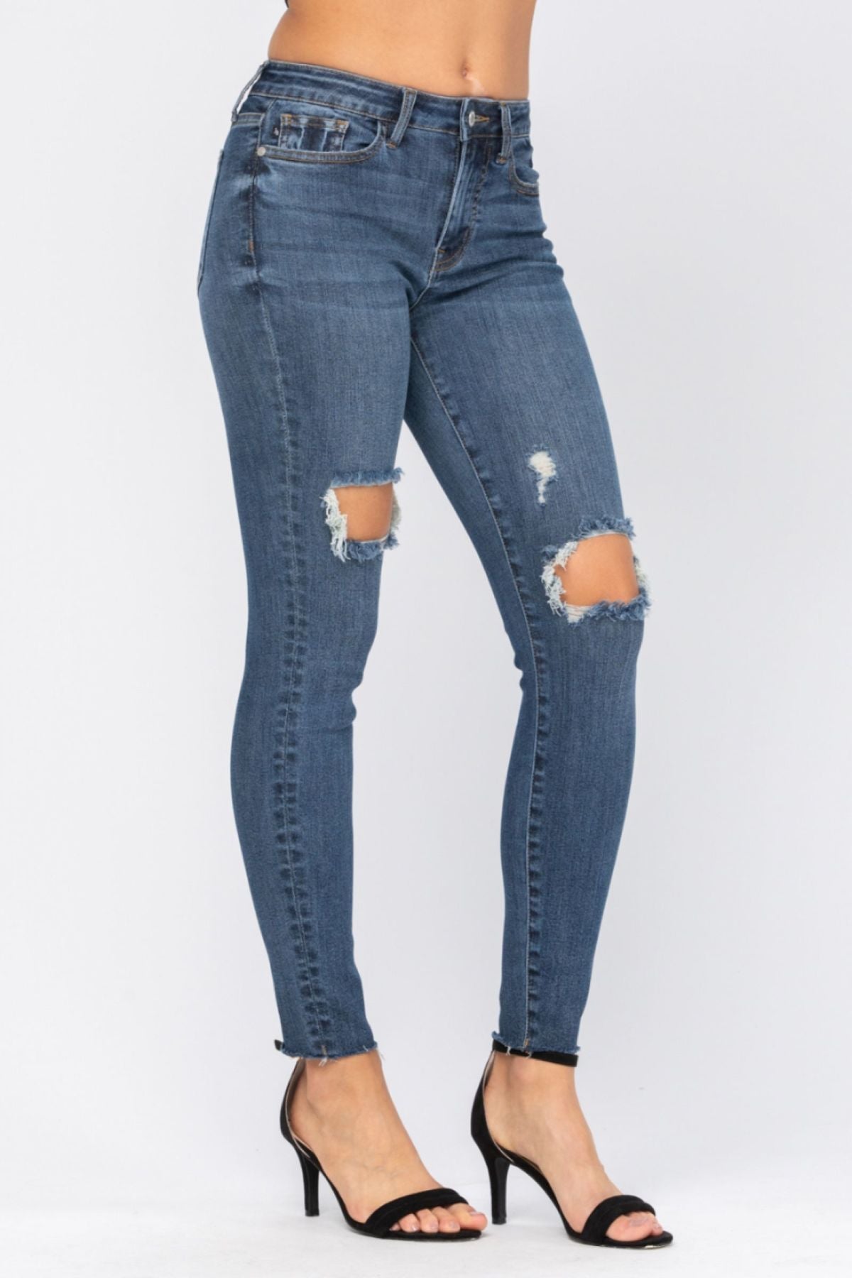 Judy Blue Full Size Destroyed Knee High Waist Skinny Jeans