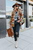 Brown Pocketed Buttoned Plaid Shirt Jacket