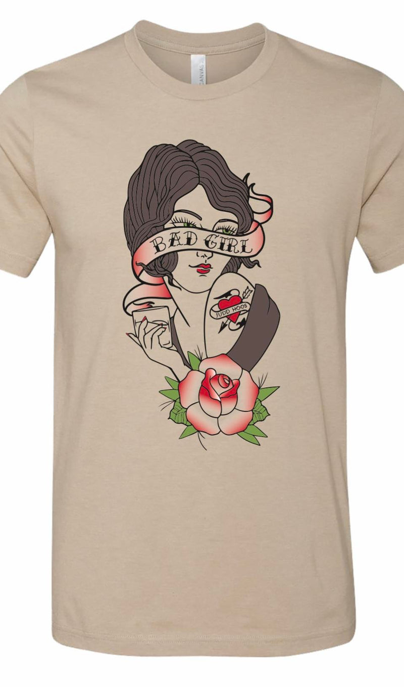 Bad Girl Unisex Tee by the Judd Hoos on American's Song Contest NBC  | Tan*