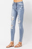 Judy Blue High Rise Bleach Splash Destroyed Skinny Jeans