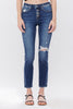 MID RISE ANKLE SKINNY WITH BUTTON UP DENIM JEANS | MICA - Final Sale