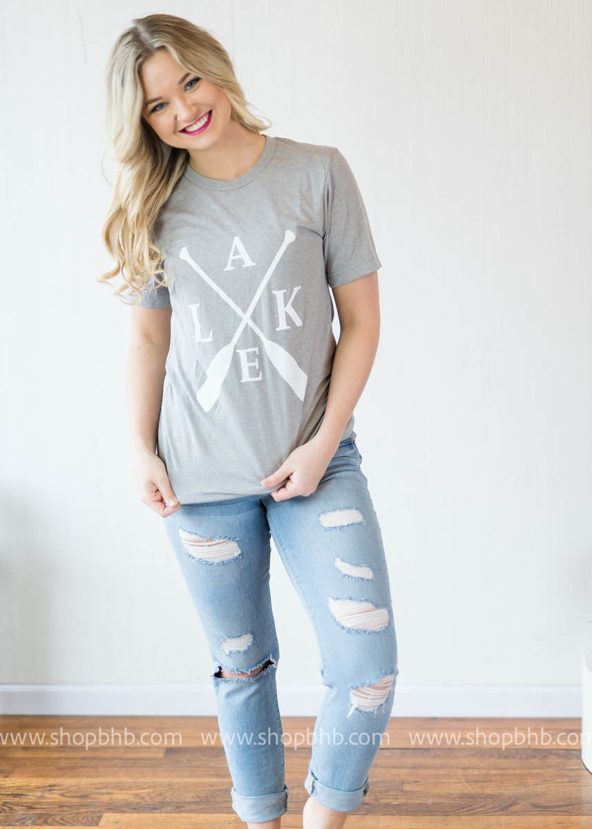 Lake Paddle Tee - Grey - BAD HABIT BOUTIQUE 