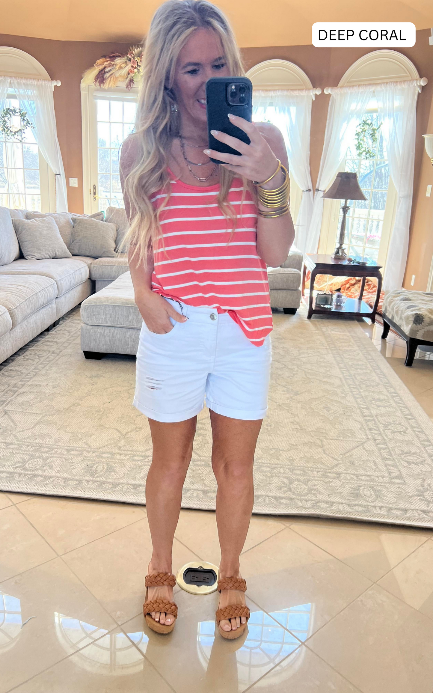 DEEP CORAL Stripe Tank Top