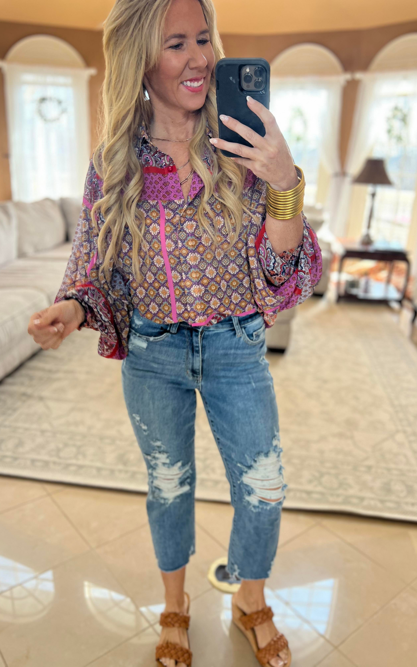 Bohemian Puff Sleeve Top