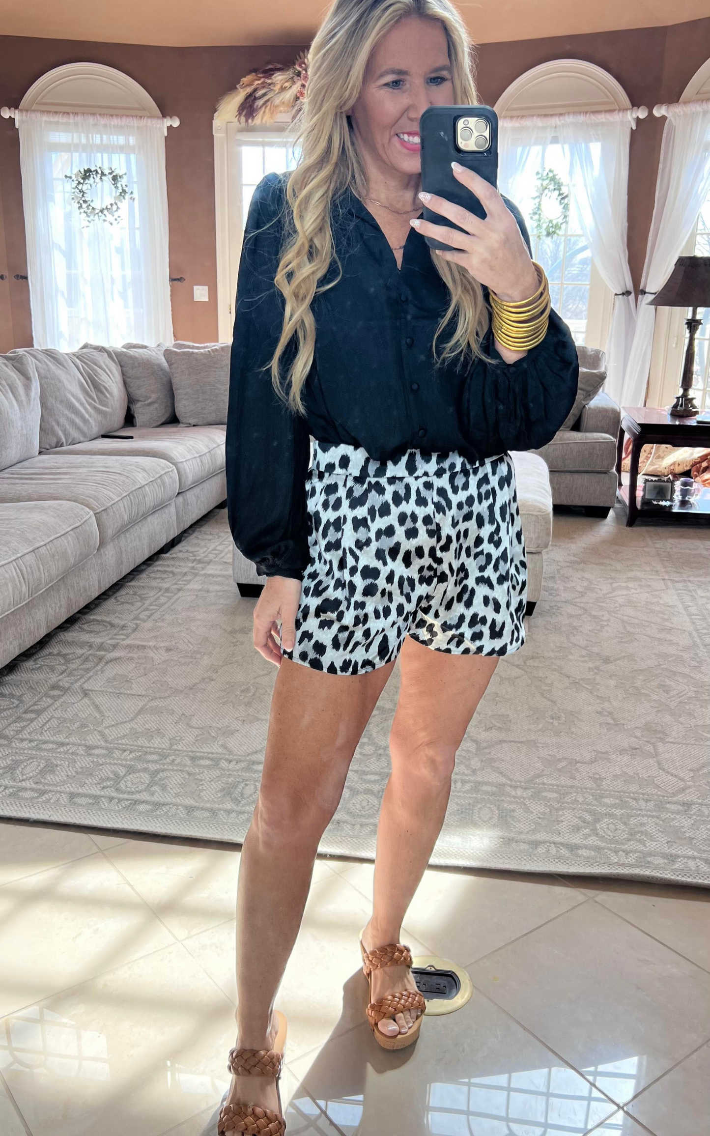 Leopard Printed High Waisted Shorts