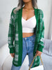 Plaid Long Sleeve Front Open Cardigan with Belt