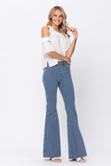 Judy Blue Pin Striped High Waist Super Flare Jeans