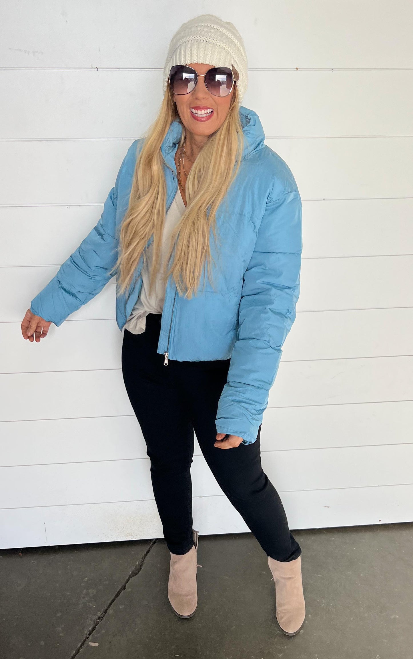 TREND TAKER PUFFER JACKET Dolphin Blue - Final Sale