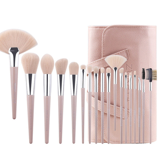 Portable 18Pcs Pink Makeup Brushes Set