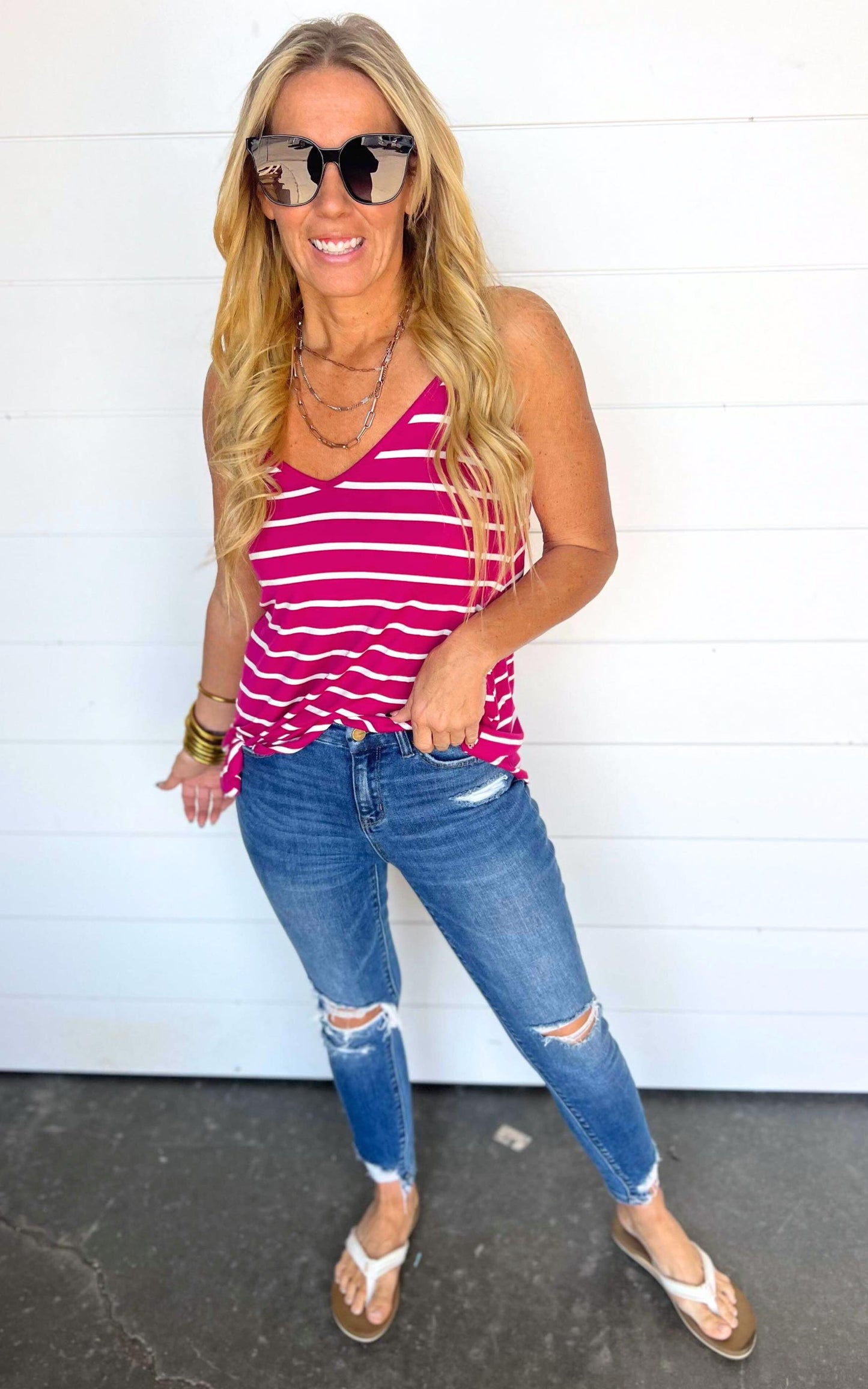 Reversible Stripe Cami Tank Top - Final Sale