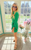 Tie Waist Wrap Mini Dress - Green