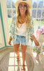 Mid High Rise Button Denim Shorts - Mica - Final Sale