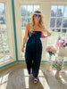 Black Soft Washed Open Shoulder Smocked Jumpsuit - Final Sale