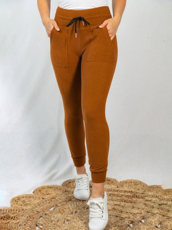 White Birch High Waisted Solid Knit Joggers