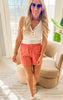 Cotton Drawstring Waist Shorts