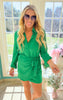 Tie Waist Wrap Mini Dress - Green