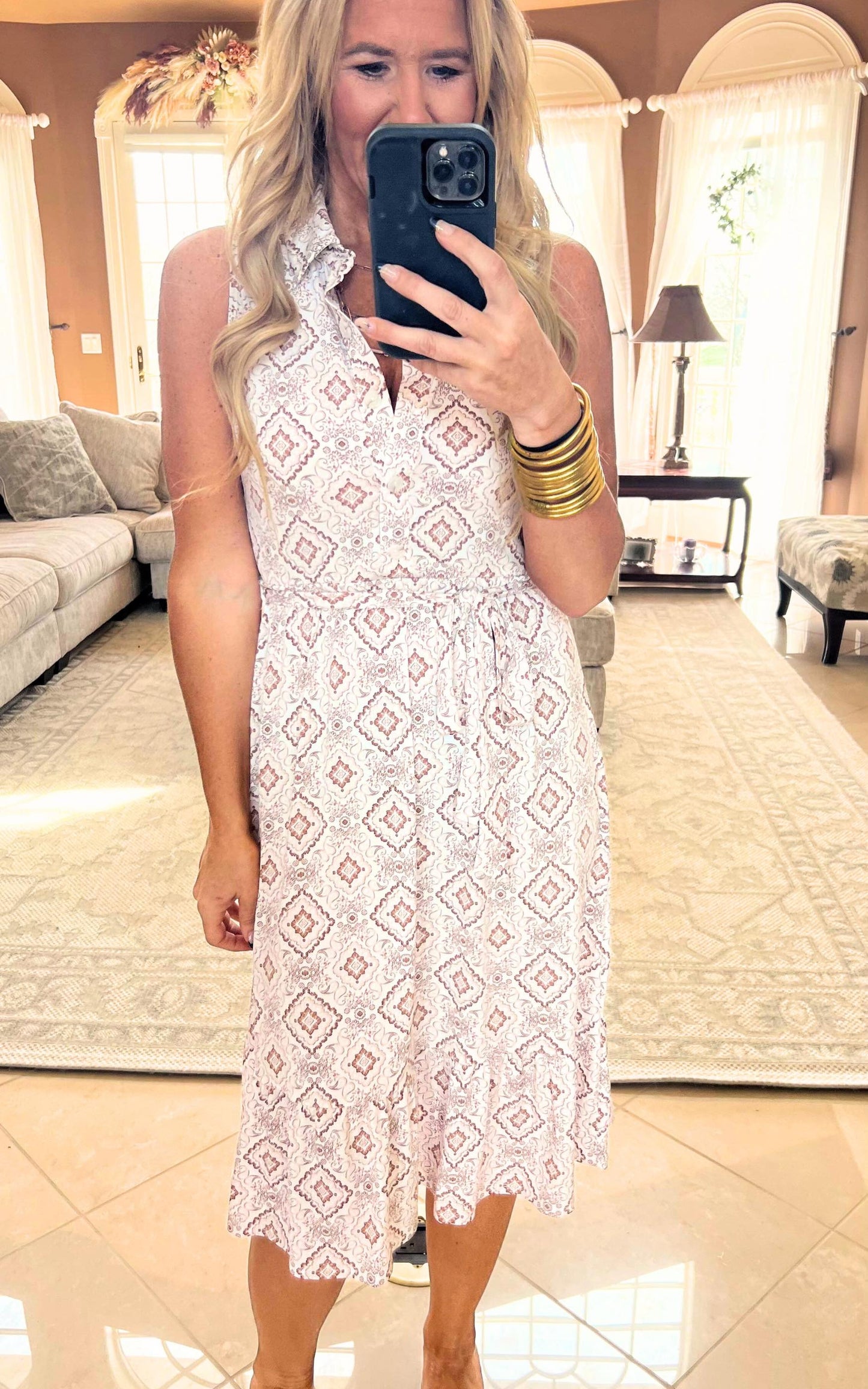 Geometric Sleeveless Midi Dress | FINAL SALE