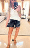 High Rise Black Denim Shorts - Risen