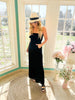 Black Soft Washed Open Shoulder Smocked Jumpsuit - Final Sale