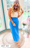 Smocked Waist Side Slit Maxi Skirt w/ Pockets